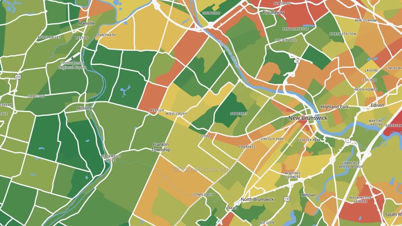 Somerset, NJ Map of Vandalism Rates