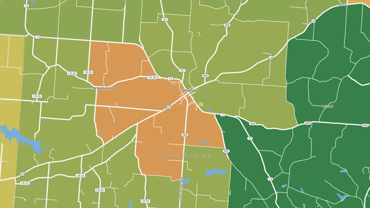 Somerset, OH Map of Vandalism Rates