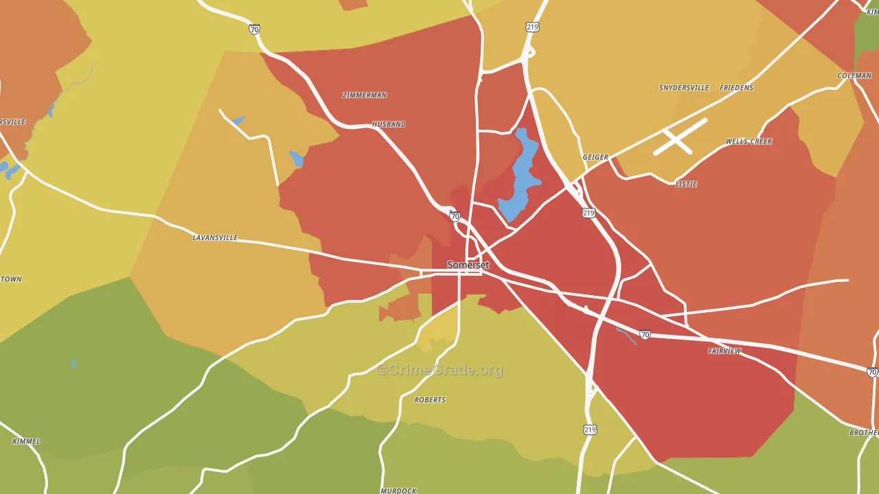 Somerset, PA Map of Vandalism Rates