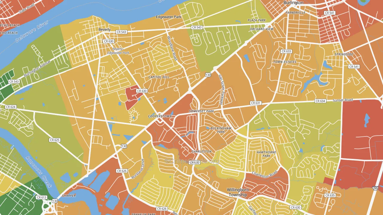 Somerset Park, Willingboro, NJ Map of Vandalism Rates