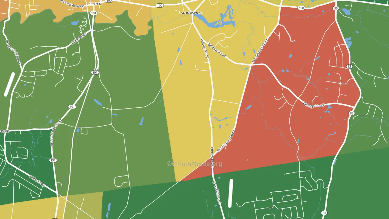 Somersville, CT Map of Vandalism Rates