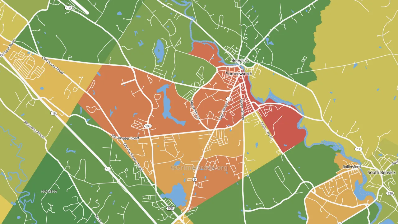 Somersworth, NH Map of Vandalism Rates