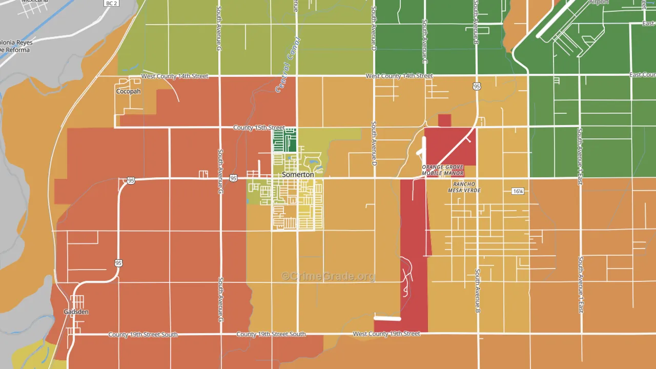 Somerton, AZ Map of Vandalism Rates