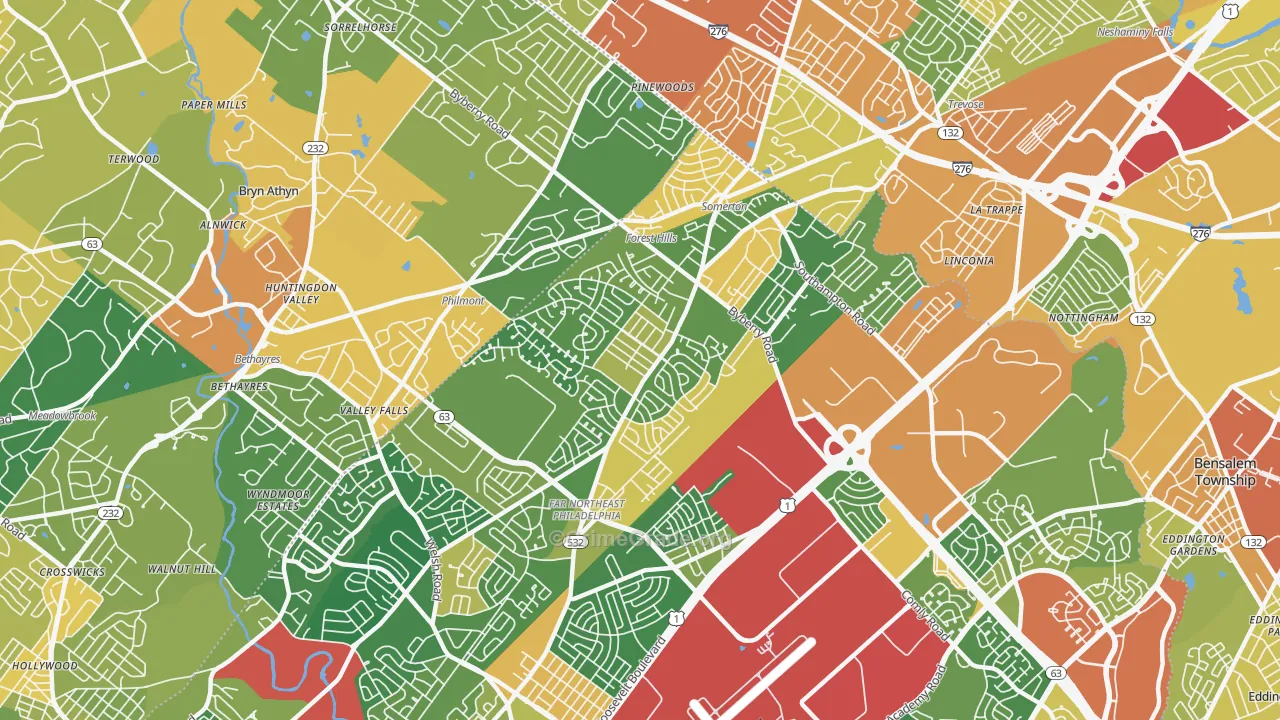 Somerton, Philadelphia, PA Map of Vandalism Rates