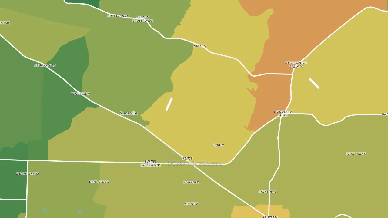Somerville, AL Map of Vandalism Rates