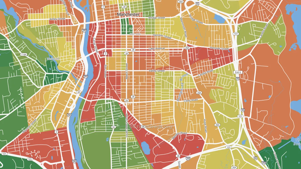 Somerville, Manchester, NH Map of Vandalism Rates