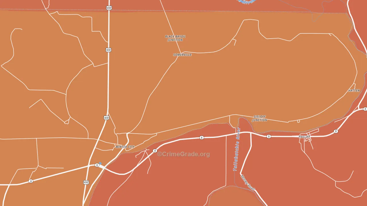 Somerville, MS Map of Vandalism Rates