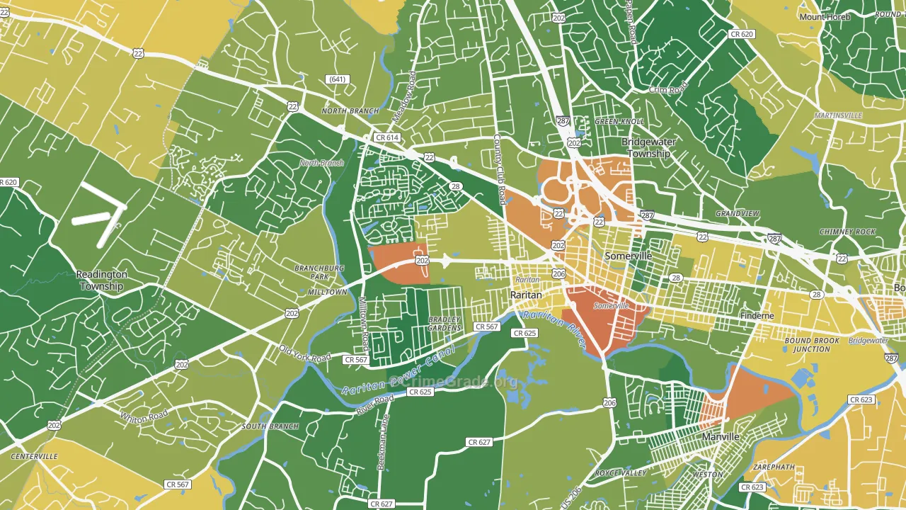 Somerville, NJ Map of Vandalism Rates