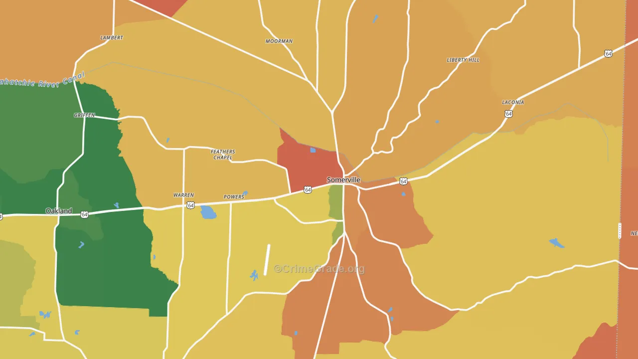 Somerville, TN Map of Vandalism Rates