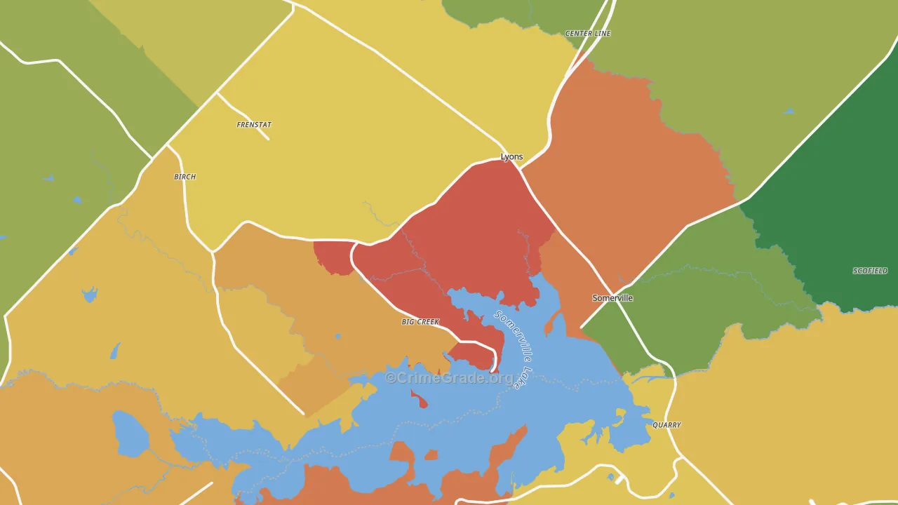 Somerville, TX Map of Vandalism Rates