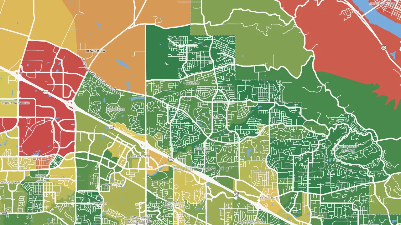 Sommerset West-Elmonica North, Bethany, OR Map of Vandalism Rates