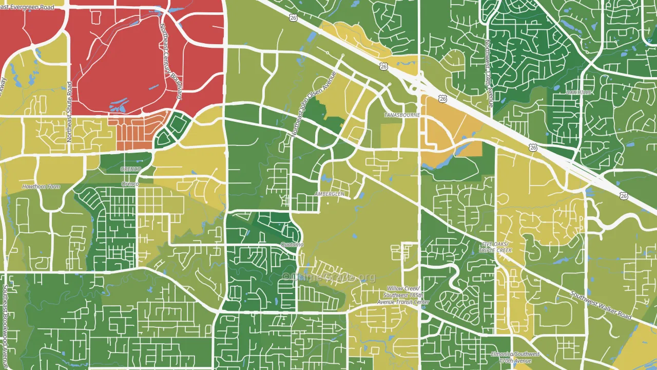 Sommerset West-Elmonica South, Hillsboro, OR Map of Vandalism Rates