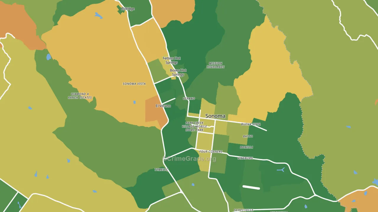 Sonoma, CA Map of Vandalism Rates