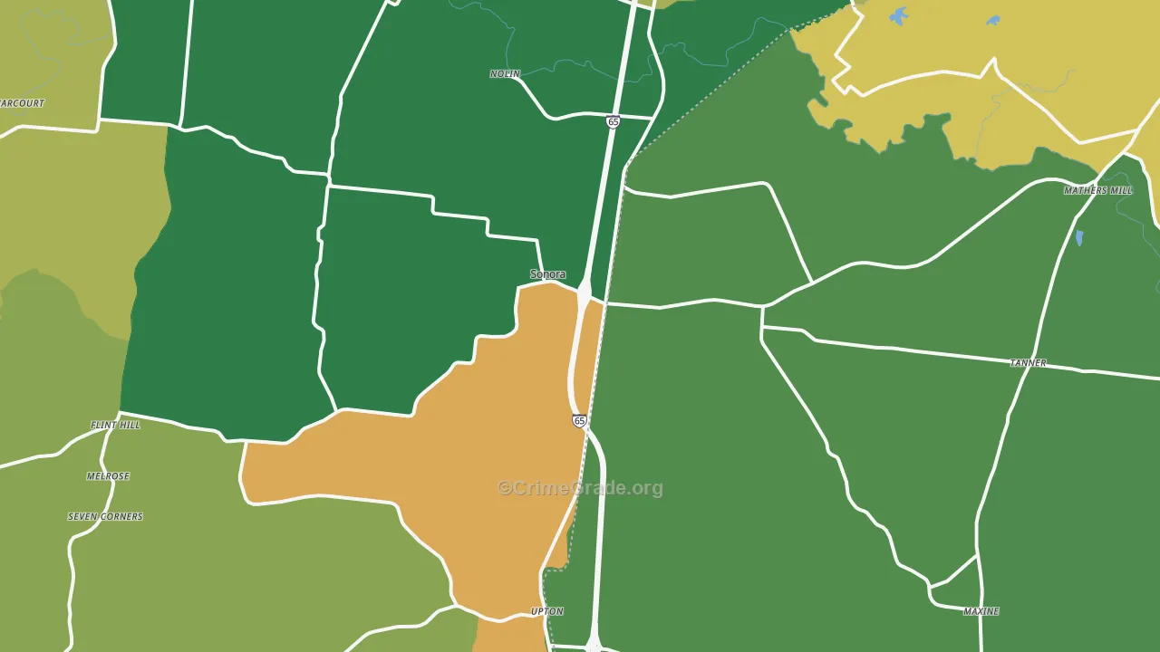 Sonora, KY Map of Vandalism Rates