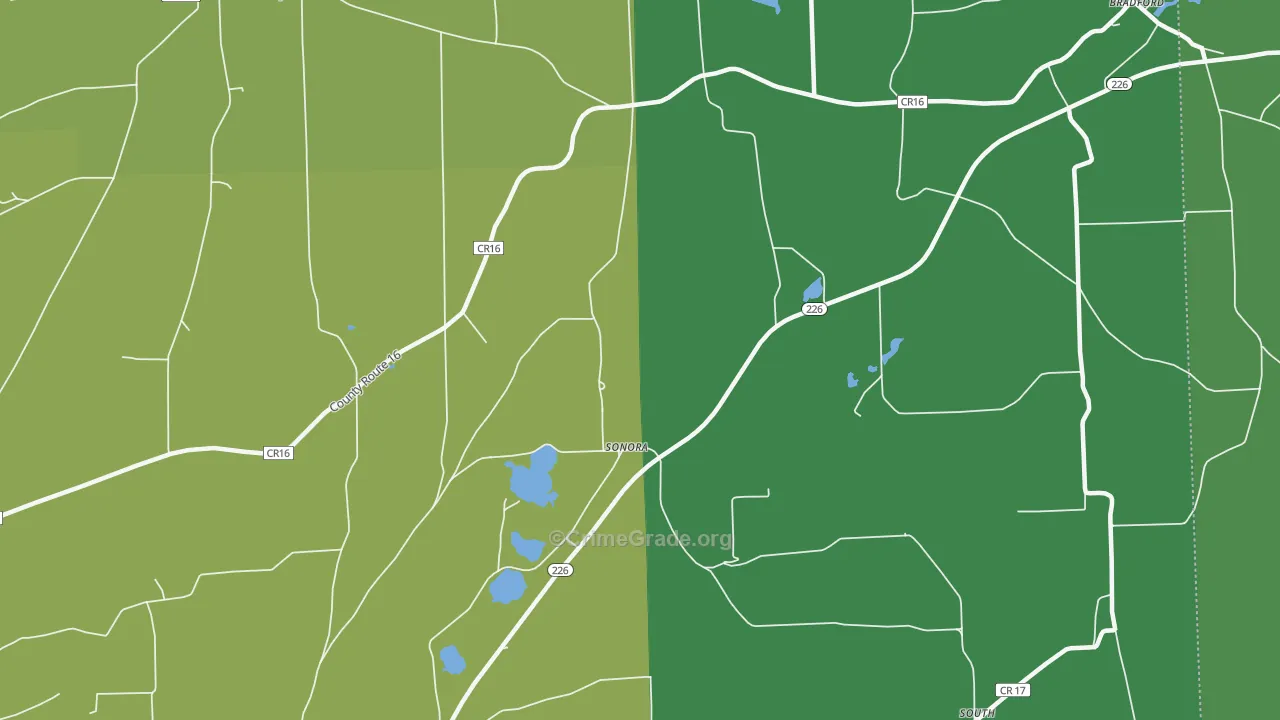 Sonora, NY Map of Vandalism Rates
