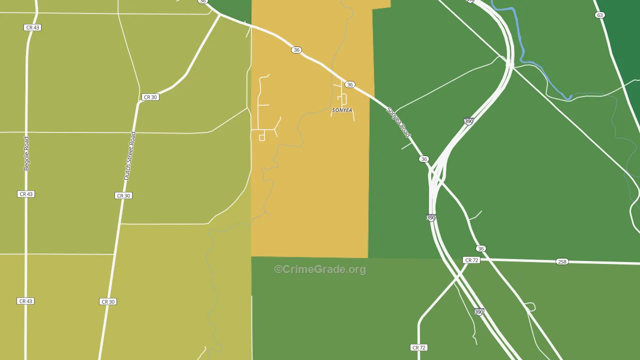 Sonyea, NY Map of Vandalism Rates