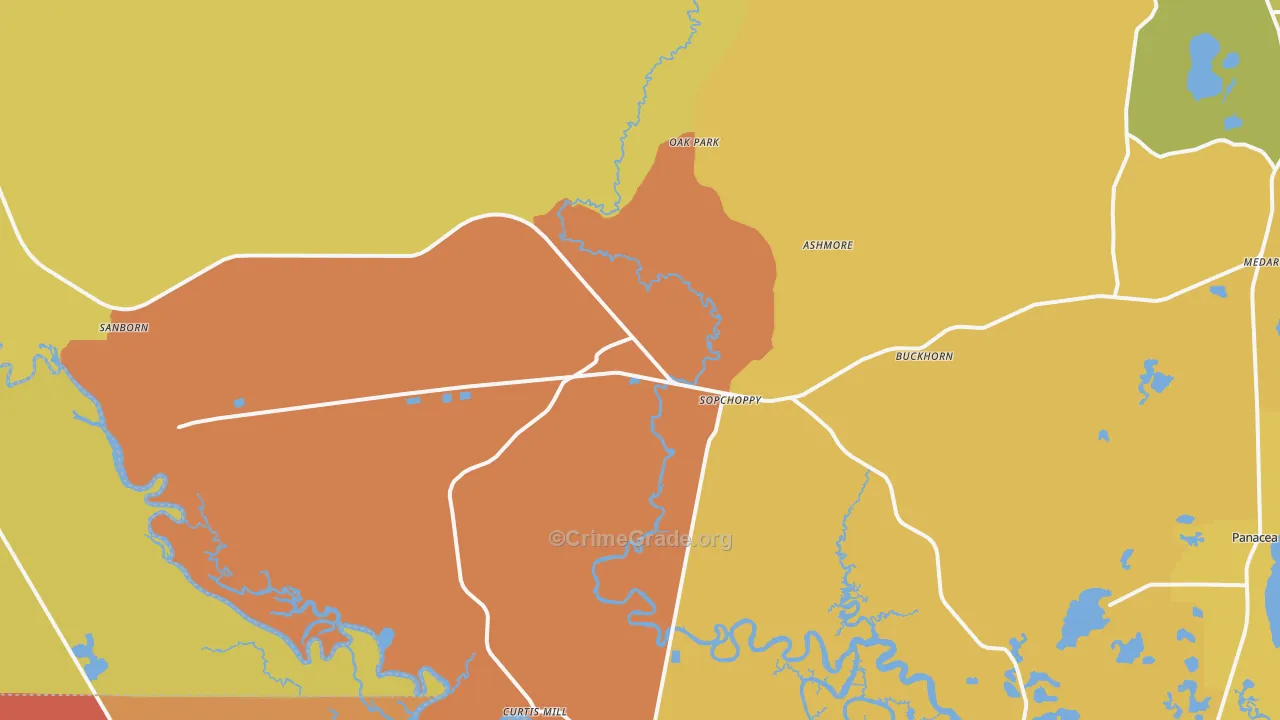 Sopchoppy, FL Map of Vandalism Rates