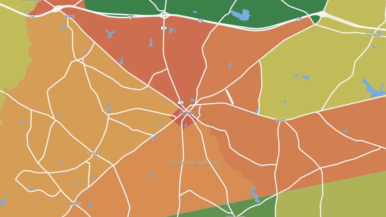 Soperton, GA Map of Vandalism Rates