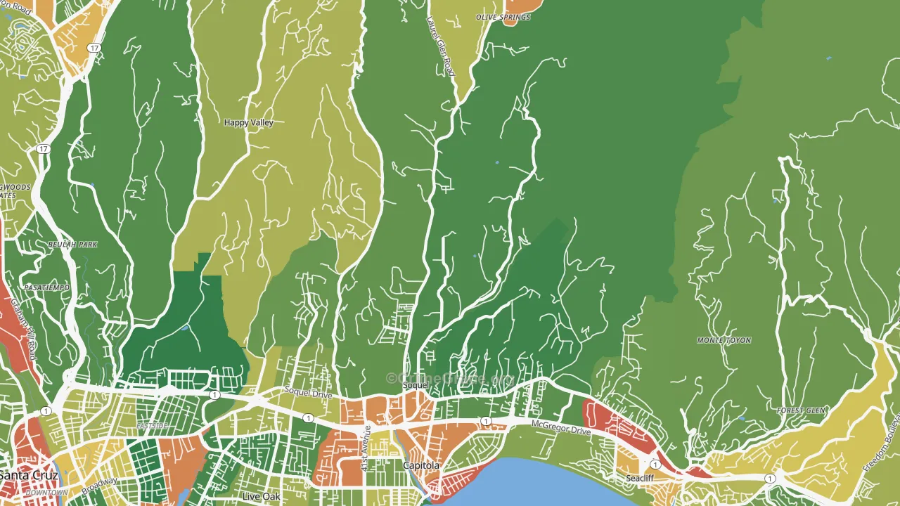 Soquel, CA Map of Vandalism Rates