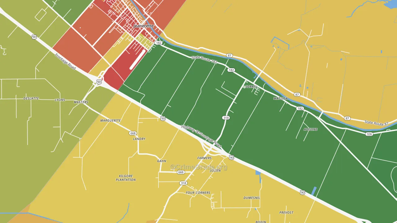 Sorrel, LA Map of Vandalism Rates