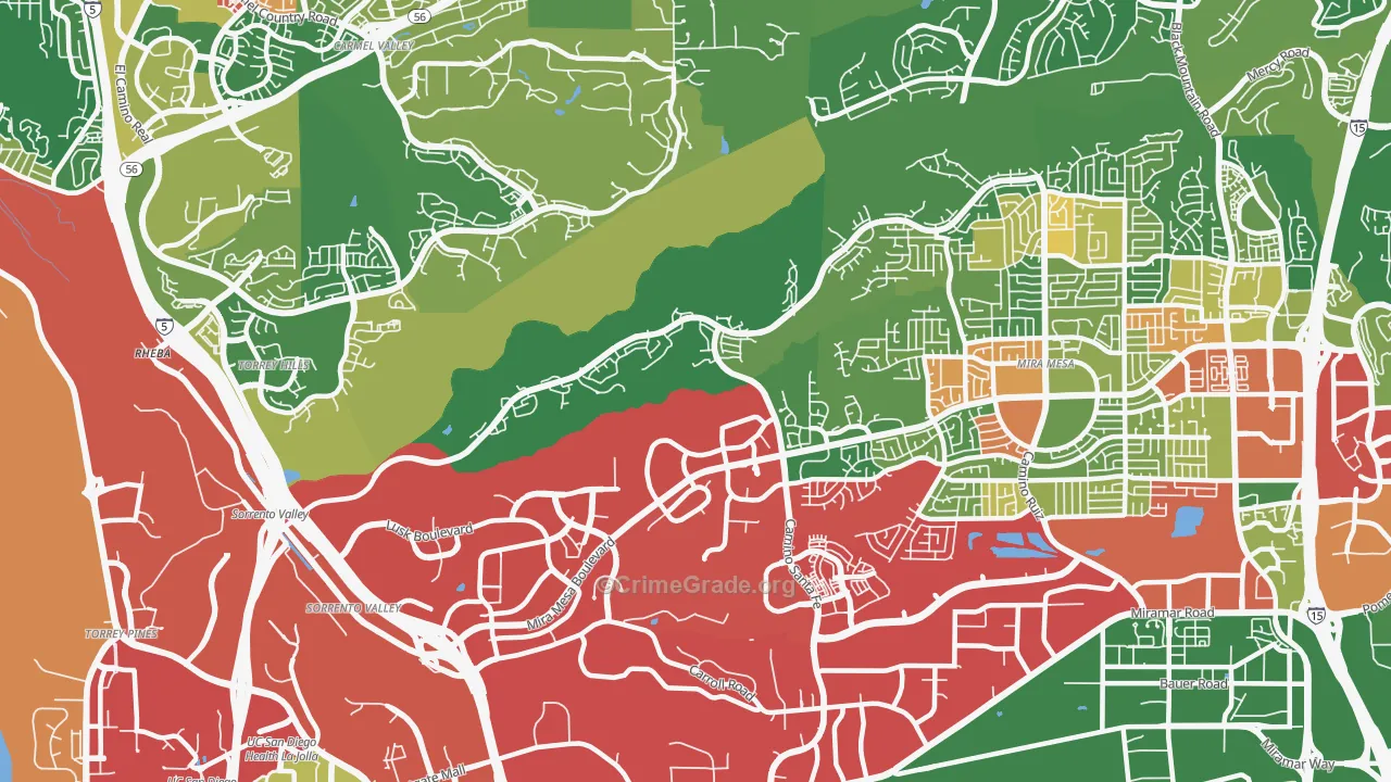 Sorrento Valley, San Diego, CA Map of Vandalism Rates