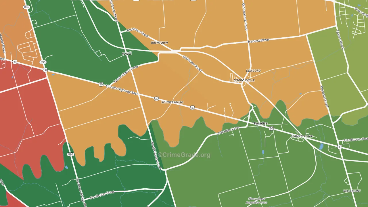 Soudersburg, PA Map of Vandalism Rates