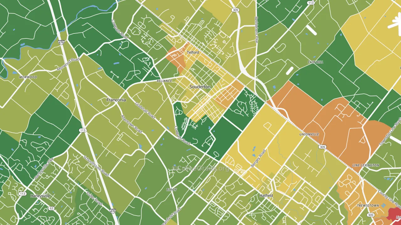 Souderton, PA Map of Vandalism Rates