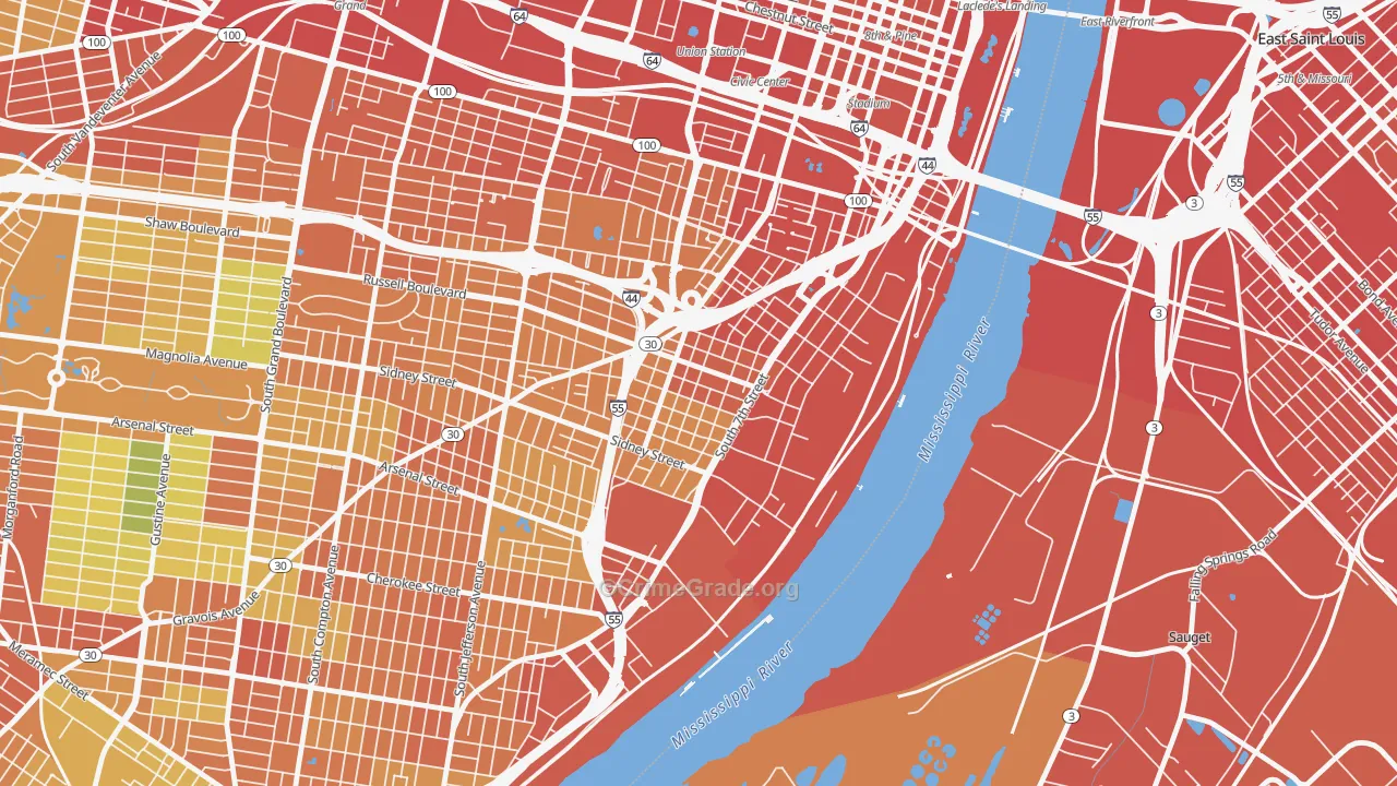 Soulard, St. Louis, MO Map of Vandalism Rates