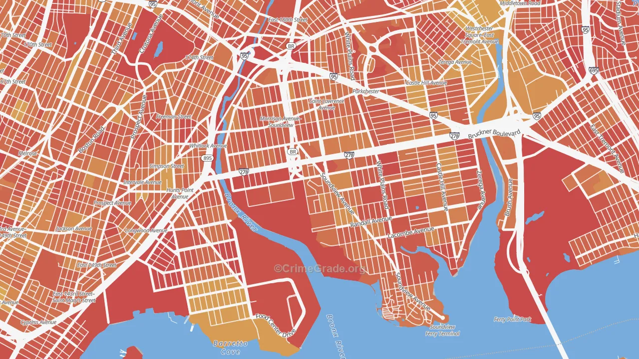 Soundview, Bronx, NY Map of Vandalism Rates