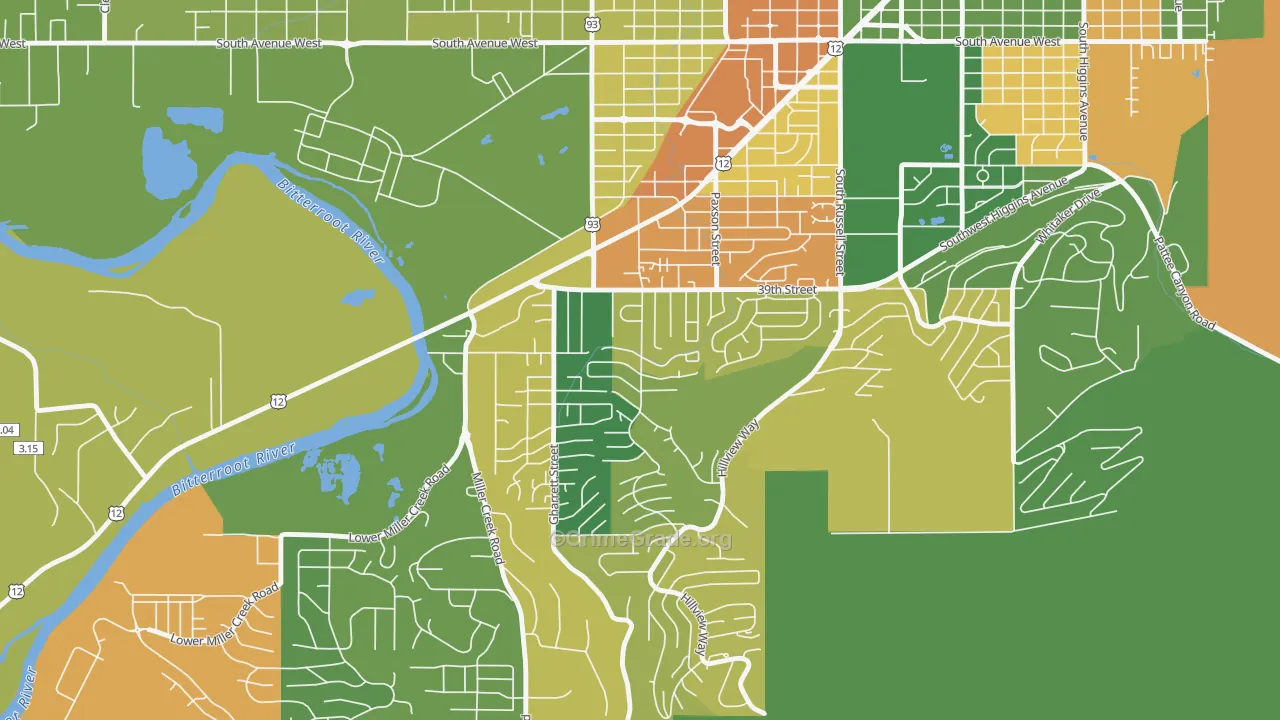 South 39th Street, Missoula, MT Map of Vandalism Rates