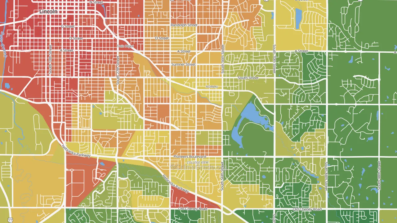 South 48th Street, Lincoln, NE Map of Vandalism Rates