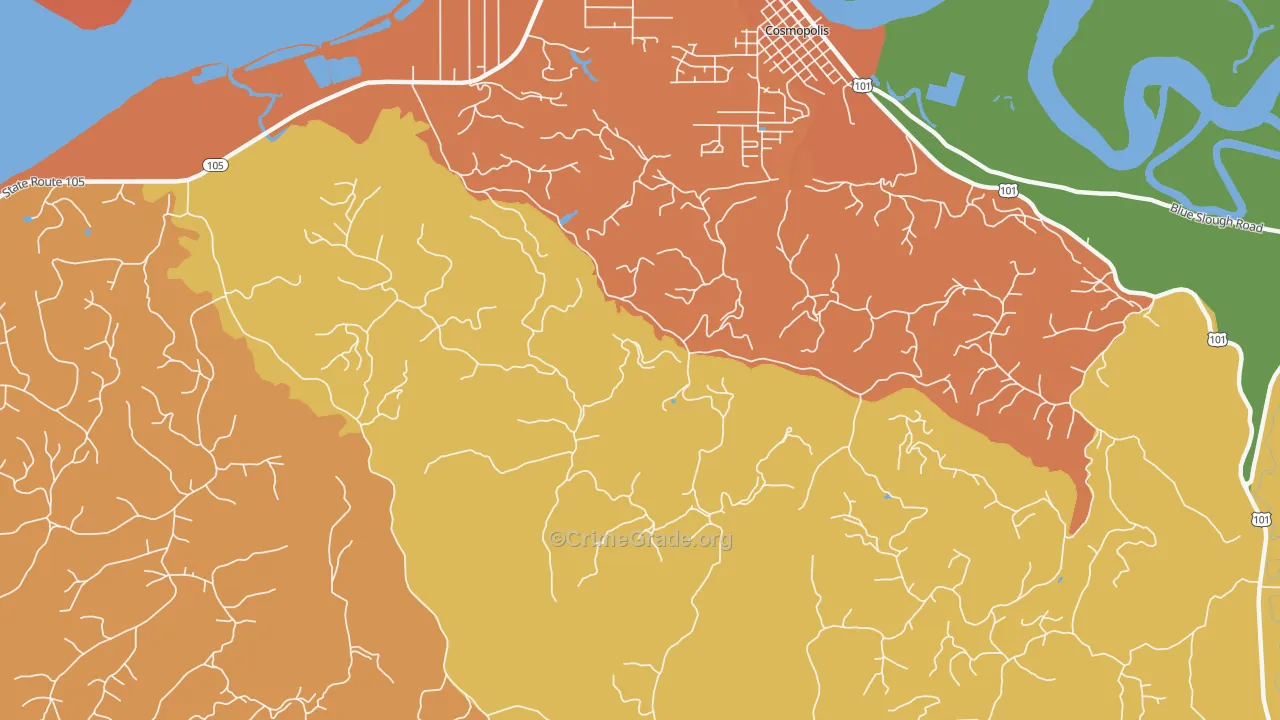 South Aberdeen, WA Map of Vandalism Rates