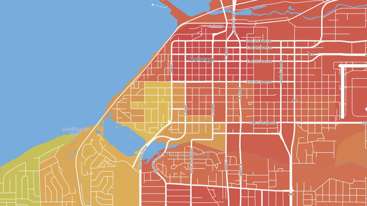 South Addition, Anchorage, AK Map of Vandalism Rates