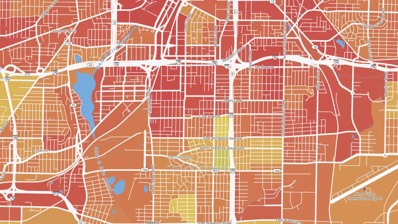 South Akron, Akron, OH Map of Vandalism Rates