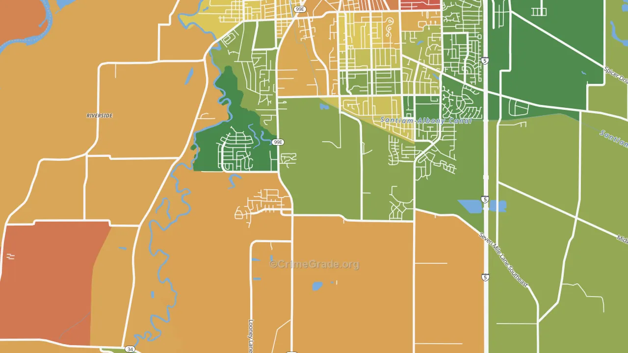 South Albany, Albany, OR Map of Vandalism Rates