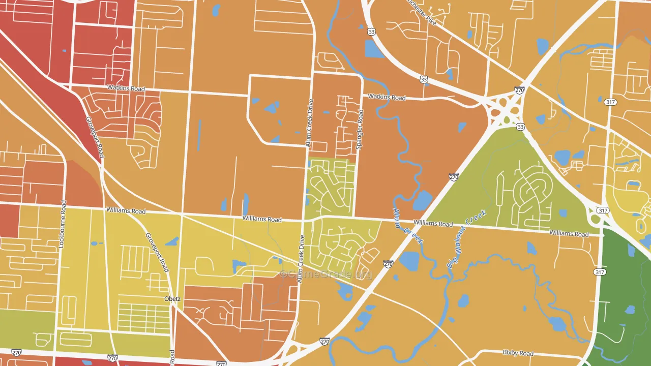 South Alum Creek, Columbus, OH Map of Vandalism Rates