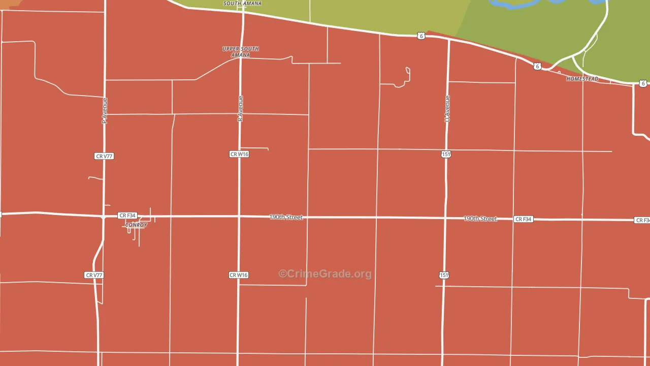 South Amana, IA Map of Vandalism Rates