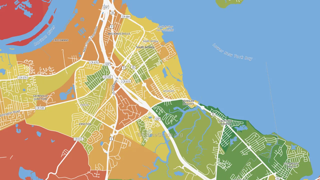 South Amboy, NJ Map of Vandalism Rates