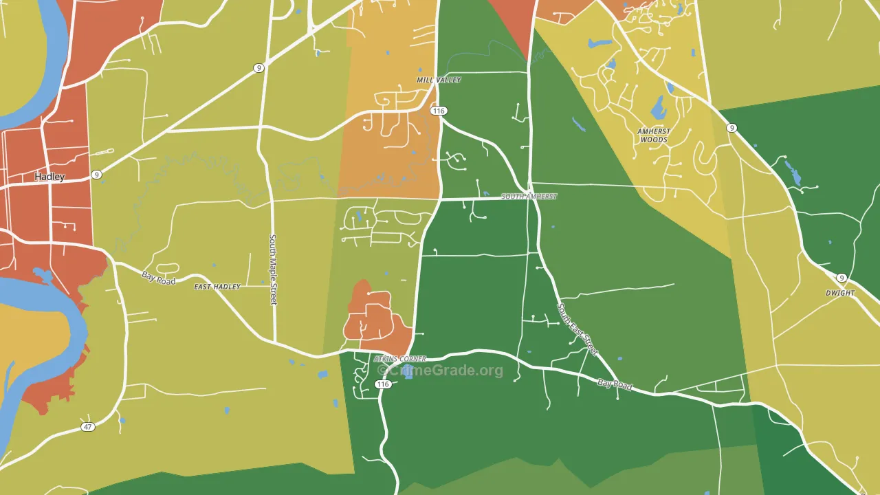 South Amherst, Amherst, MA Map of Vandalism Rates