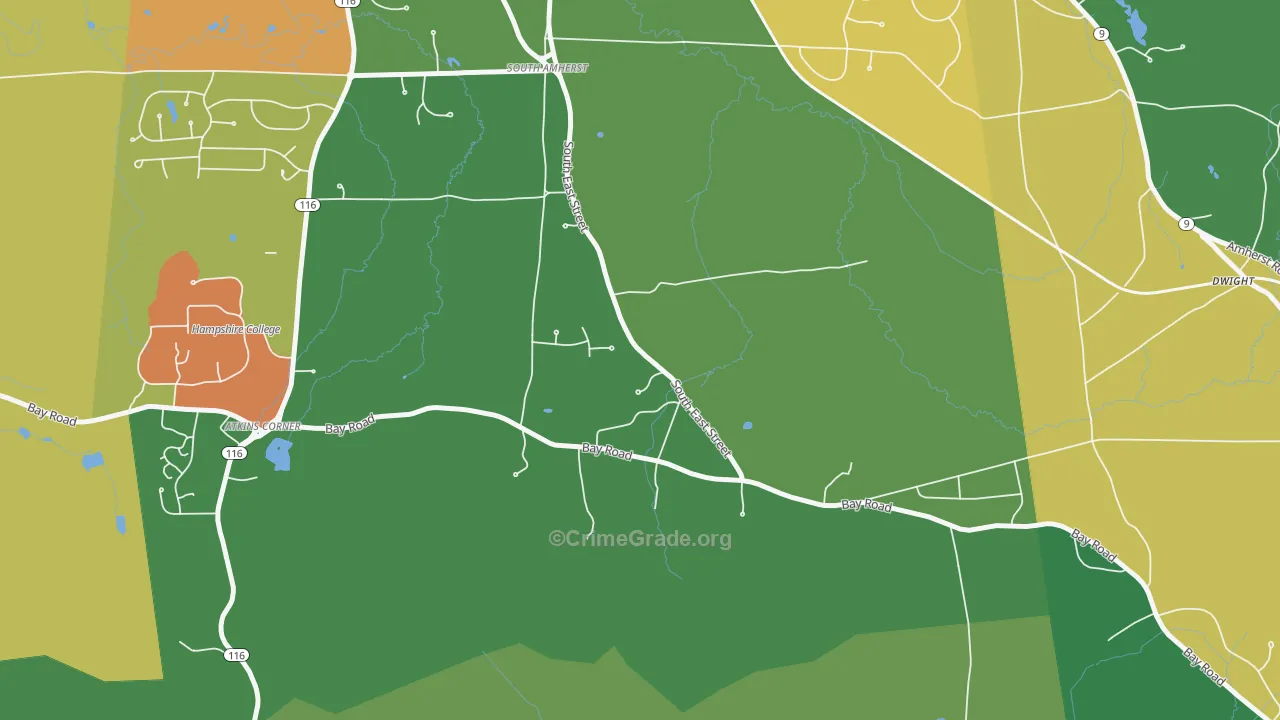 South Amherst, MA Map of Vandalism Rates