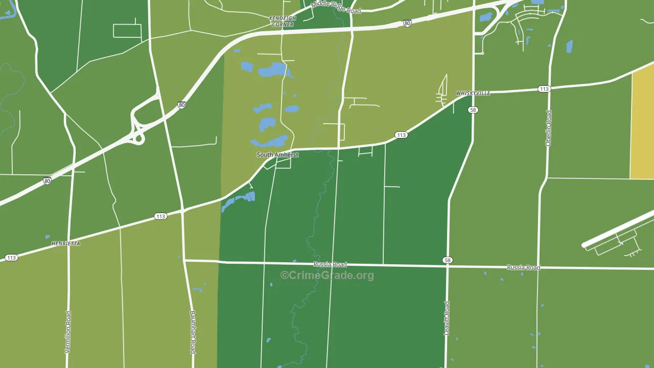 South Amherst, OH Map of Vandalism Rates