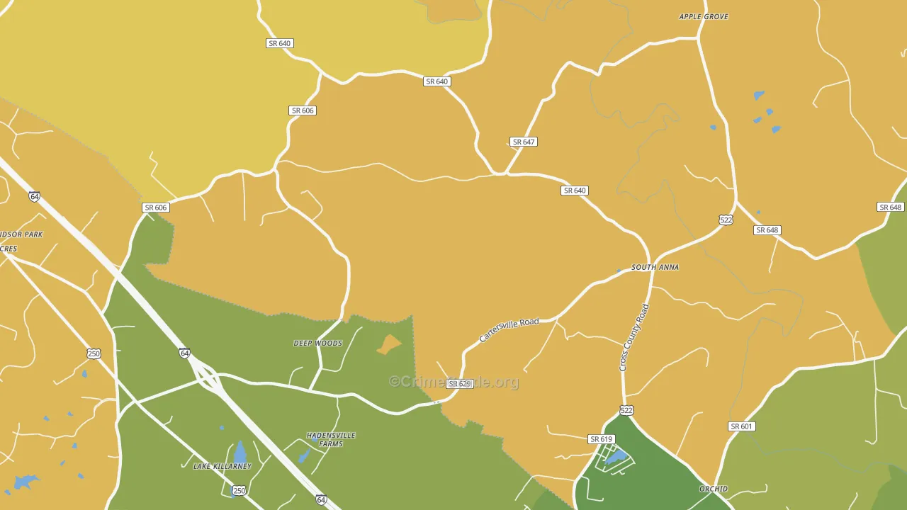 South Anna, VA Map of Vandalism Rates