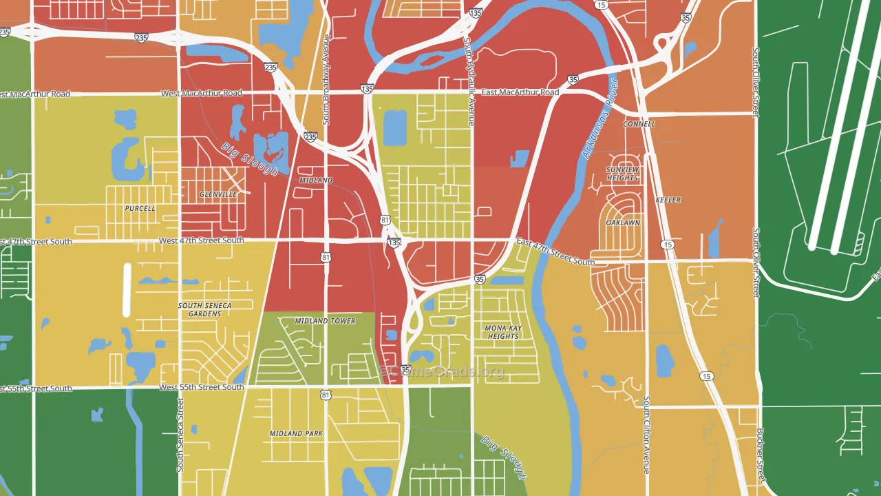 South Area, Wichita, KS Map of Vandalism Rates