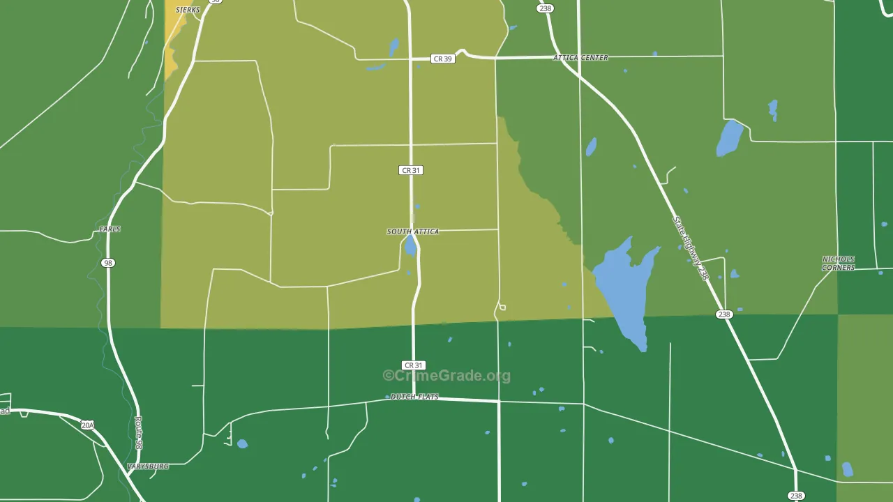 South Attica, NY Map of Vandalism Rates