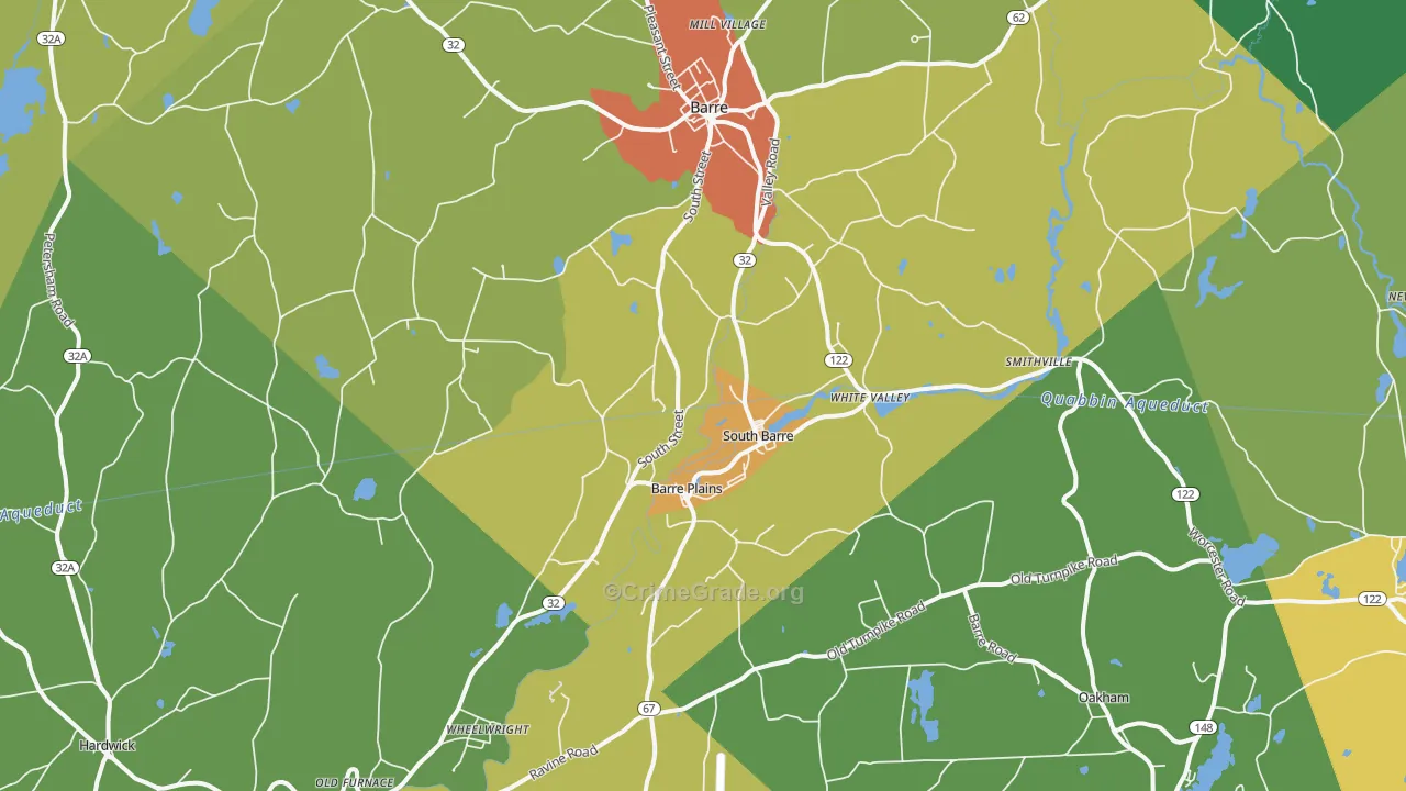 South Barre, MA Map of Vandalism Rates