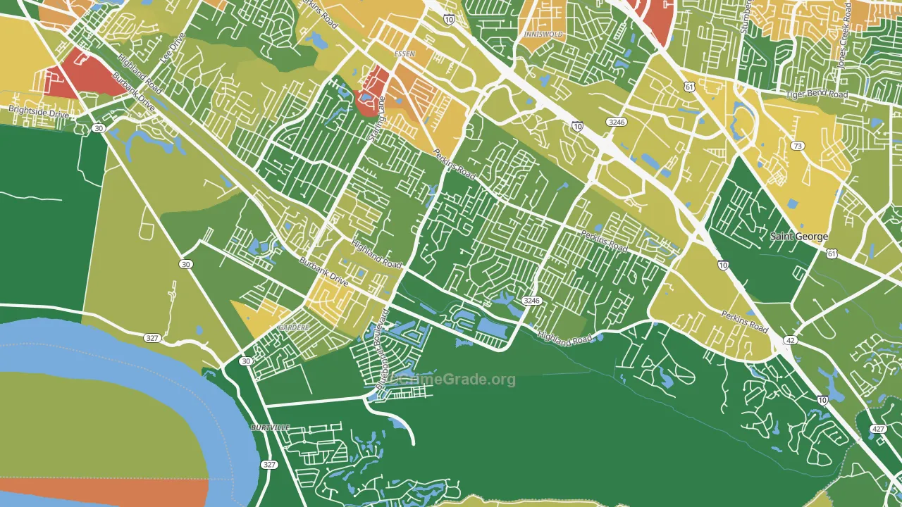 South Baton Rouge, Baton Rouge, LA Map of Vandalism Rates