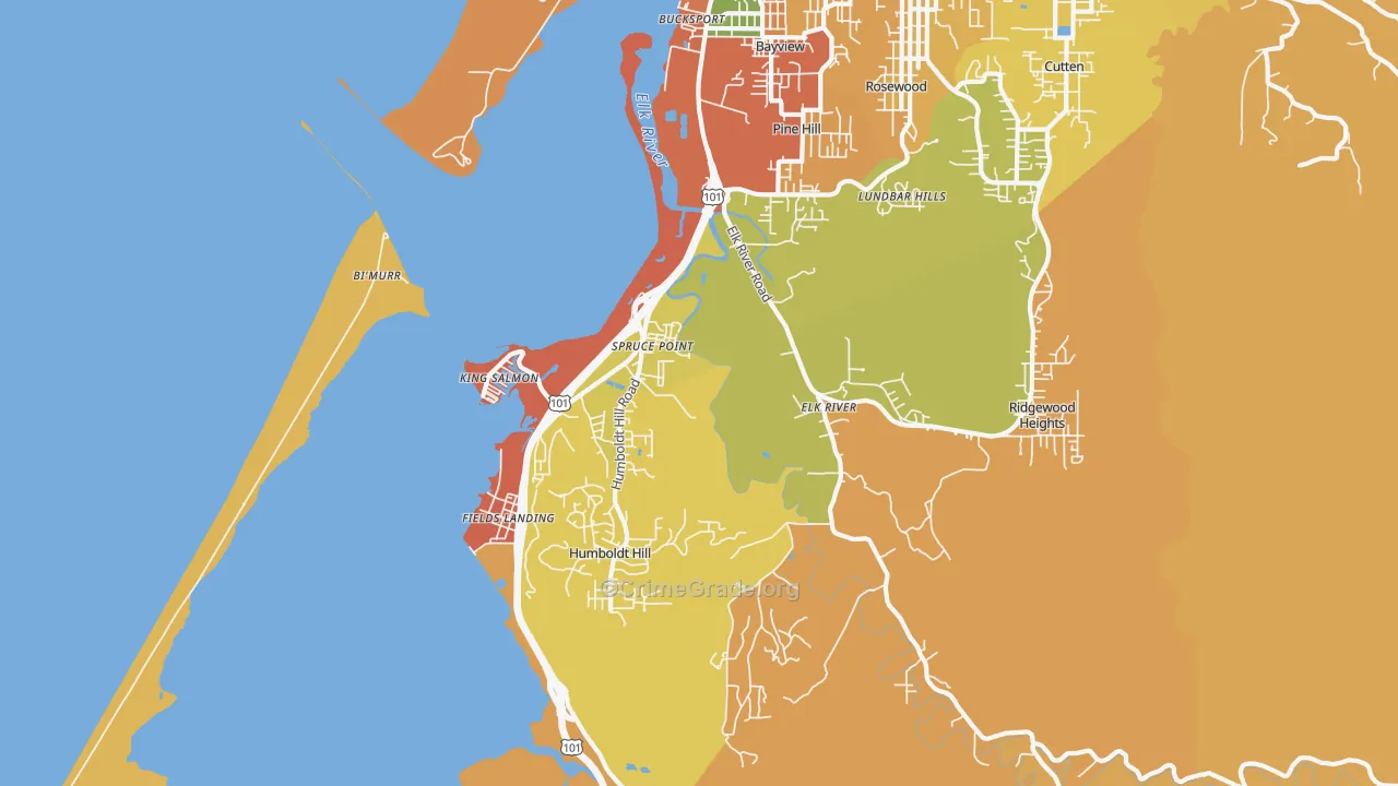 South Bay, Eureka, CA Map of Vandalism Rates