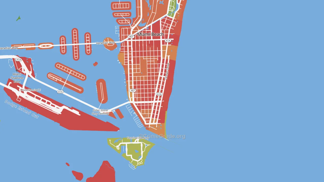 South Beach Miami Beach, Miami Beach, FL Map of Vandalism Rates