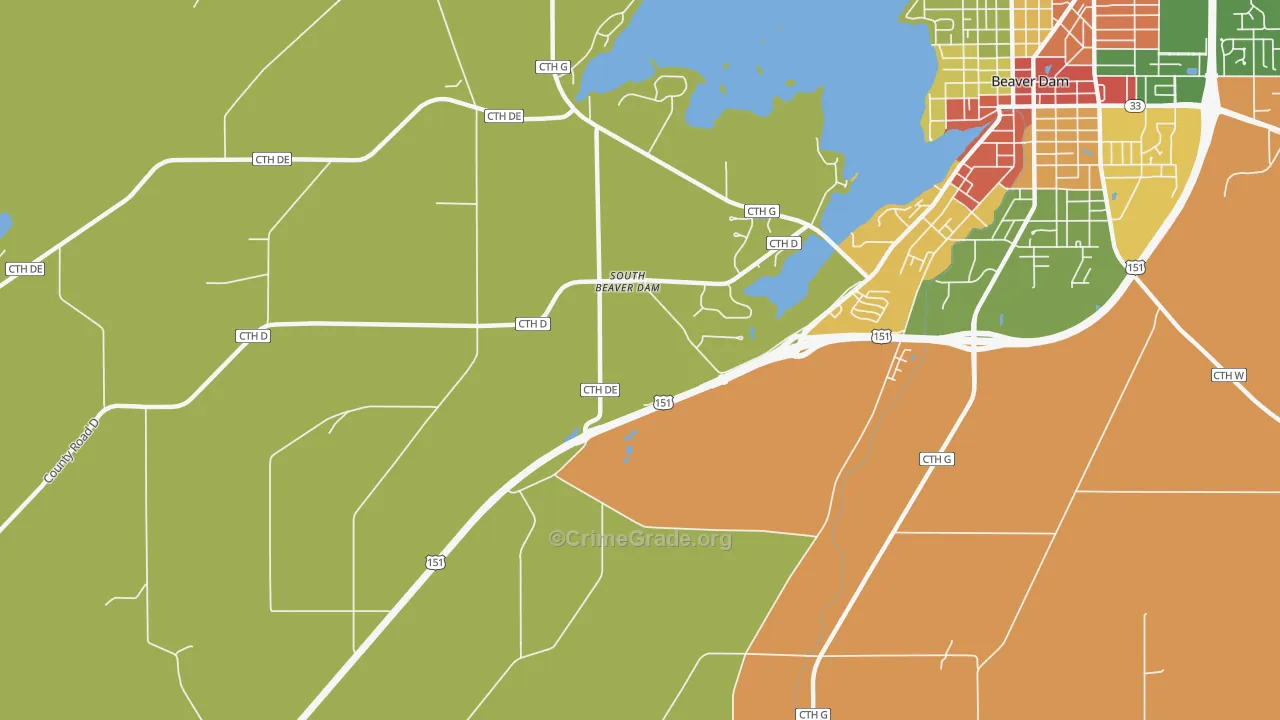 South Beaver Dam, WI Map of Vandalism Rates
