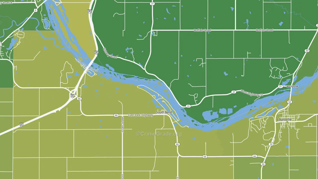 South Bend, NE Map of Vandalism Rates